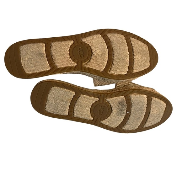 UGG | Beige Embossed Leather Cherry Exotic Espadrille Slides Size 8 - Picture 6 of 7